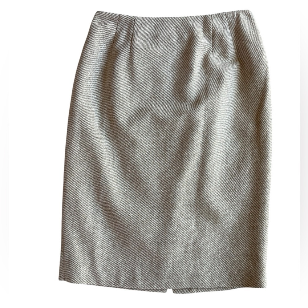 Tailor B Moss Wool Pencil Skirt Cream, Tan and Gold Metallic Size 6
